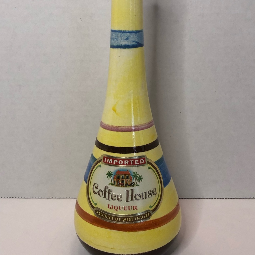 Vintage Ceramic Hand Painted Empty Coffee Liqueur Bottle Decanter Portugal